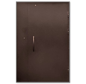 Стальная дверь коричневого цвета в подъезд с порошковым напылением с двух сторон